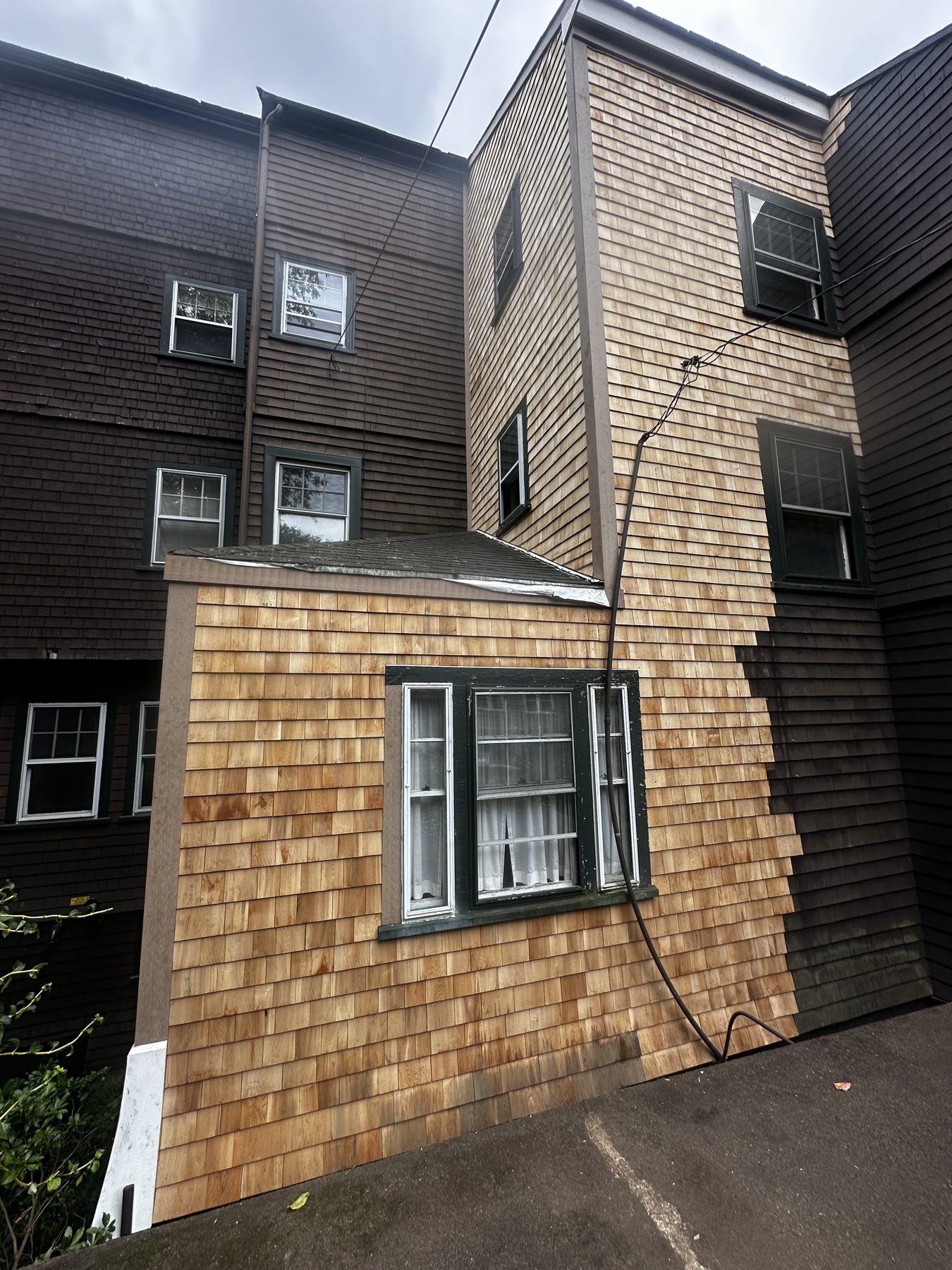 New cedar shingles before painting